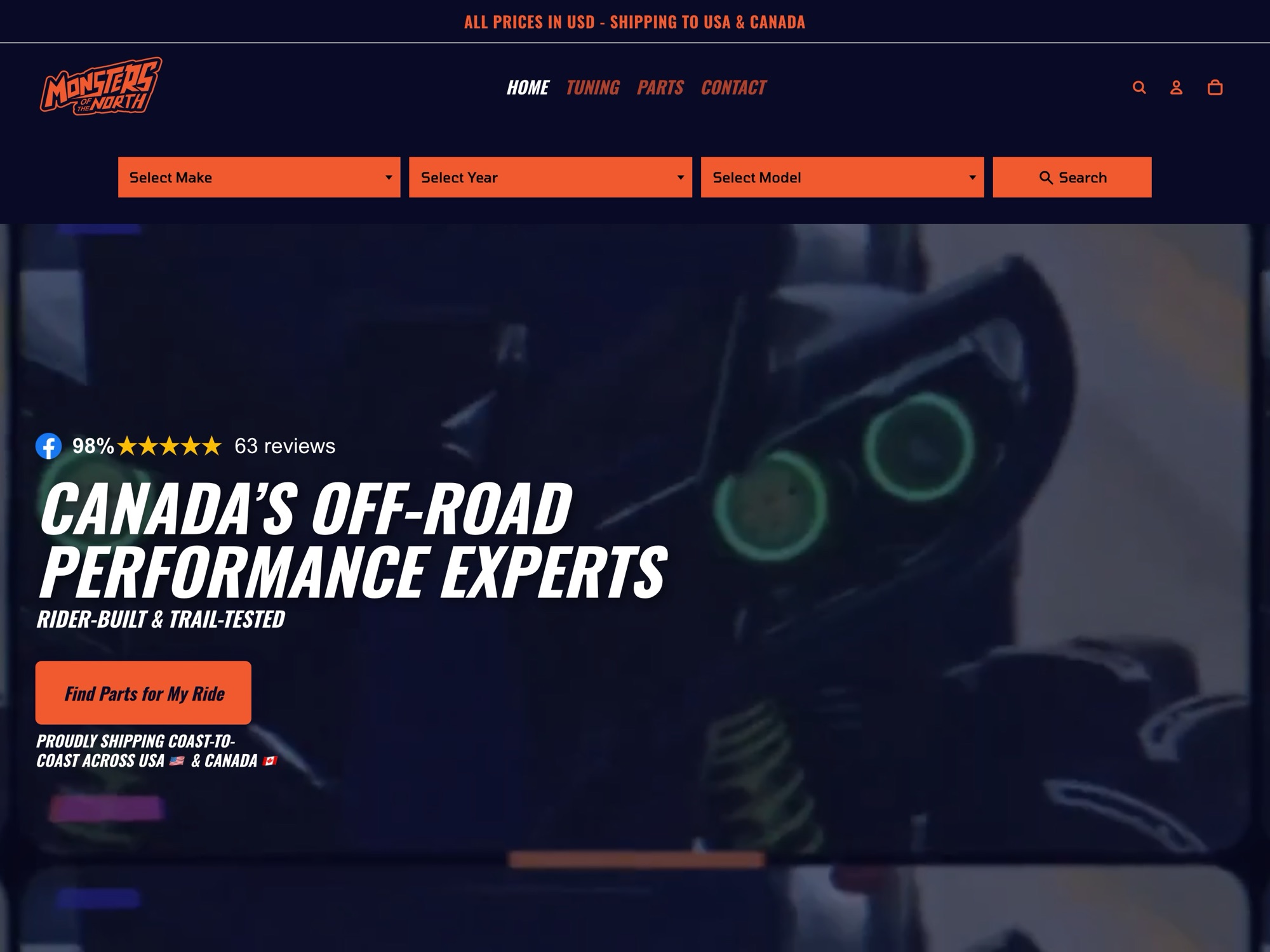 Monsters of the North website home page